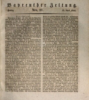 Bayreuther Zeitung Freitag 12. April 1844