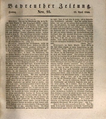 Bayreuther Zeitung Freitag 19. April 1844