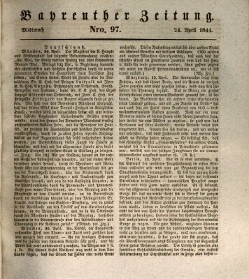 Bayreuther Zeitung Mittwoch 24. April 1844