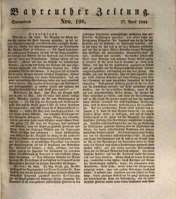 Bayreuther Zeitung Samstag 27. April 1844