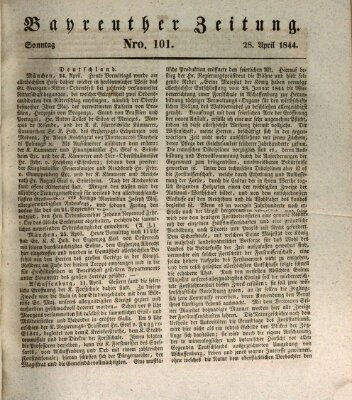 Bayreuther Zeitung Sonntag 28. April 1844