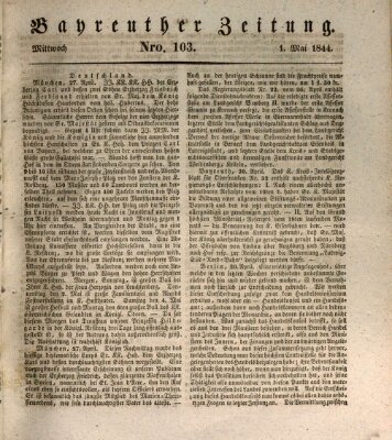 Bayreuther Zeitung Mittwoch 1. Mai 1844