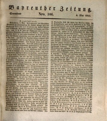 Bayreuther Zeitung Samstag 4. Mai 1844