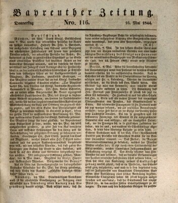 Bayreuther Zeitung Donnerstag 16. Mai 1844