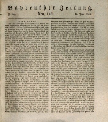 Bayreuther Zeitung Freitag 14. Juni 1844