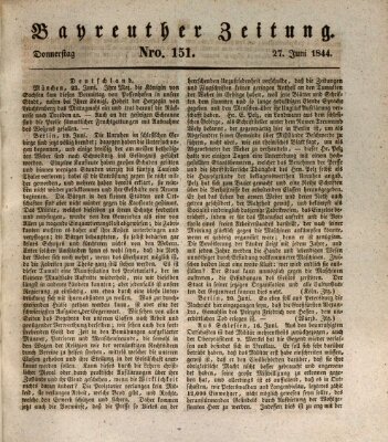 Bayreuther Zeitung Donnerstag 27. Juni 1844