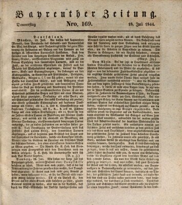 Bayreuther Zeitung Donnerstag 18. Juli 1844