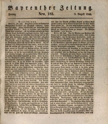 Bayreuther Zeitung Freitag 2. August 1844