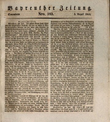 Bayreuther Zeitung Samstag 3. August 1844