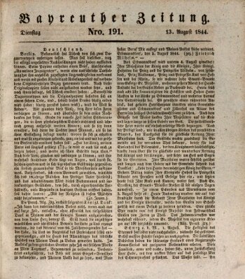 Bayreuther Zeitung Dienstag 13. August 1844