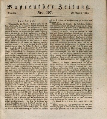 Bayreuther Zeitung Dienstag 20. August 1844