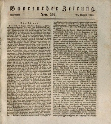 Bayreuther Zeitung Mittwoch 28. August 1844