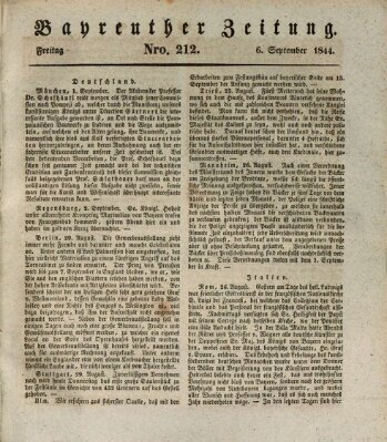 Bayreuther Zeitung Freitag 6. September 1844