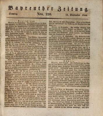 Bayreuther Zeitung Sonntag 15. September 1844