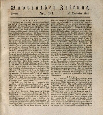 Bayreuther Zeitung Freitag 20. September 1844