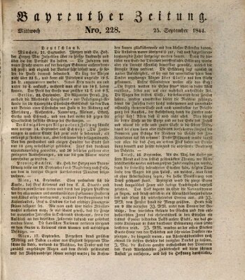 Bayreuther Zeitung Mittwoch 25. September 1844