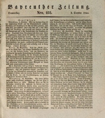 Bayreuther Zeitung Donnerstag 3. Oktober 1844