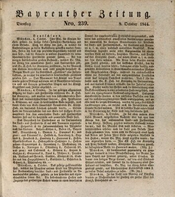 Bayreuther Zeitung Dienstag 8. Oktober 1844