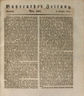 Bayreuther Zeitung Mittwoch 9. Oktober 1844