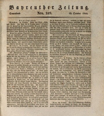 Bayreuther Zeitung Samstag 19. Oktober 1844