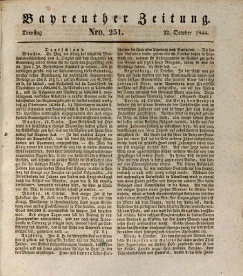 Bayreuther Zeitung Dienstag 22. Oktober 1844