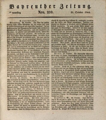 Bayreuther Zeitung Donnerstag 31. Oktober 1844