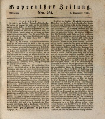 Bayreuther Zeitung Mittwoch 6. November 1844