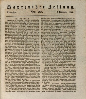 Bayreuther Zeitung Donnerstag 7. November 1844