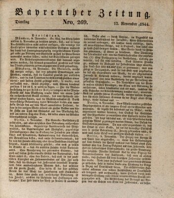 Bayreuther Zeitung Dienstag 12. November 1844