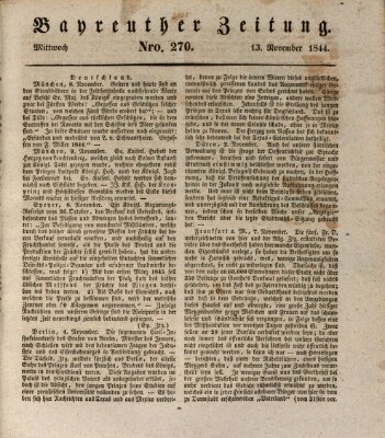 Bayreuther Zeitung Mittwoch 13. November 1844