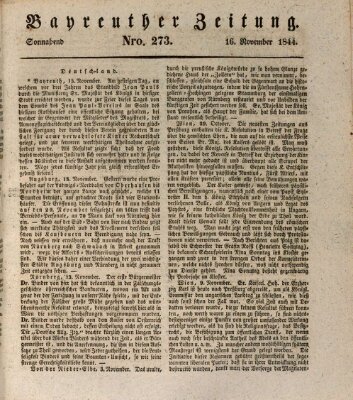 Bayreuther Zeitung Samstag 16. November 1844