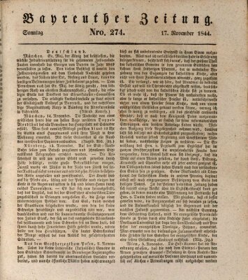 Bayreuther Zeitung Sonntag 17. November 1844