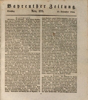 Bayreuther Zeitung Dienstag 19. November 1844