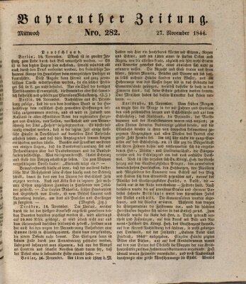 Bayreuther Zeitung Mittwoch 27. November 1844