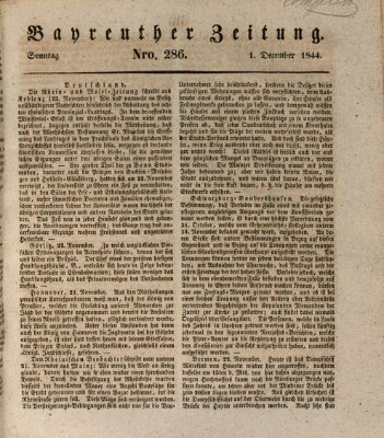 Bayreuther Zeitung Sonntag 1. Dezember 1844