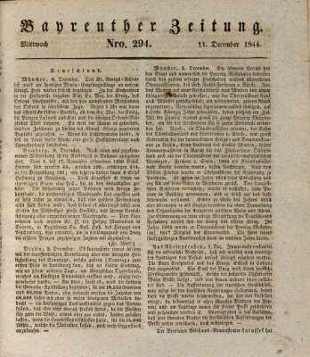 Bayreuther Zeitung Mittwoch 11. Dezember 1844