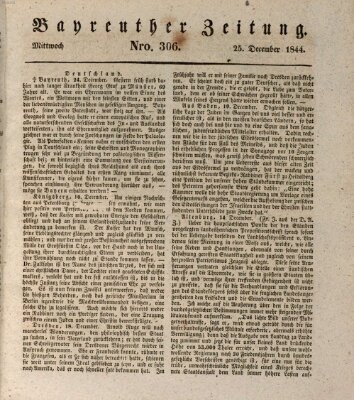 Bayreuther Zeitung Mittwoch 25. Dezember 1844