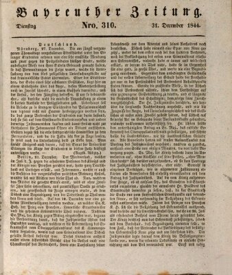 Bayreuther Zeitung Dienstag 31. Dezember 1844