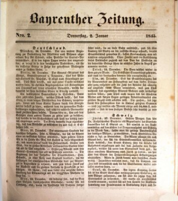 Bayreuther Zeitung Donnerstag 2. Januar 1845