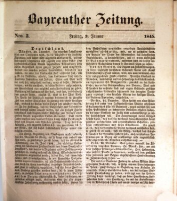 Bayreuther Zeitung Freitag 3. Januar 1845