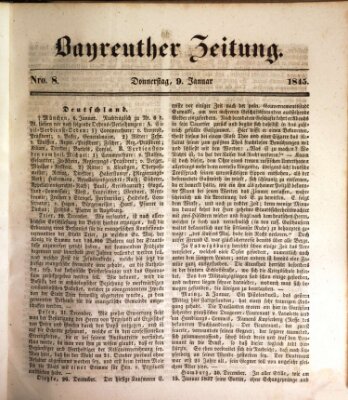 Bayreuther Zeitung Donnerstag 9. Januar 1845