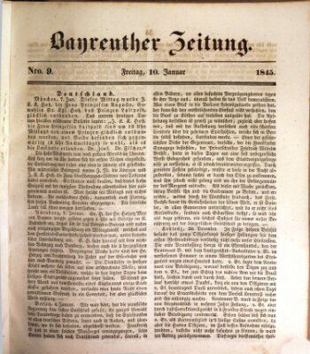 Bayreuther Zeitung Freitag 10. Januar 1845