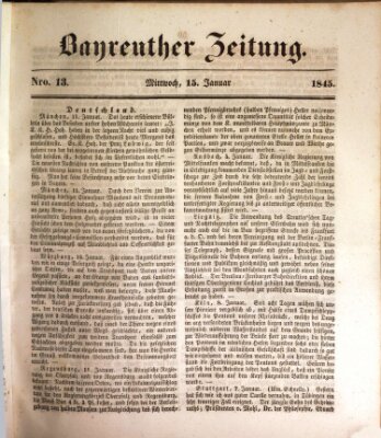 Bayreuther Zeitung Mittwoch 15. Januar 1845