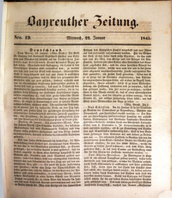 Bayreuther Zeitung Mittwoch 22. Januar 1845