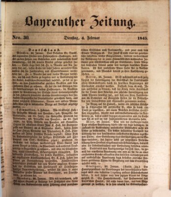 Bayreuther Zeitung Dienstag 4. Februar 1845