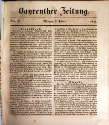 Bayreuther Zeitung Mittwoch 5. Februar 1845