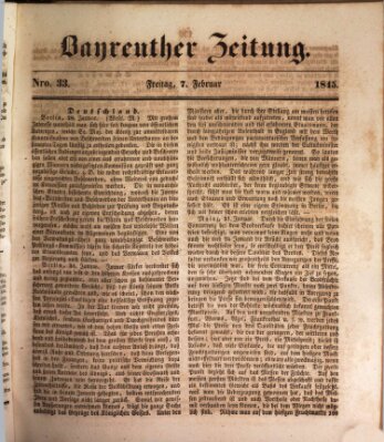 Bayreuther Zeitung Freitag 7. Februar 1845