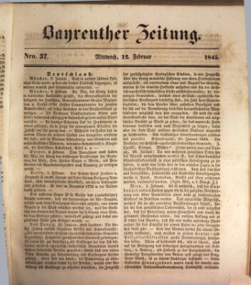 Bayreuther Zeitung Mittwoch 12. Februar 1845