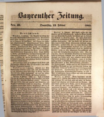 Bayreuther Zeitung Donnerstag 13. Februar 1845