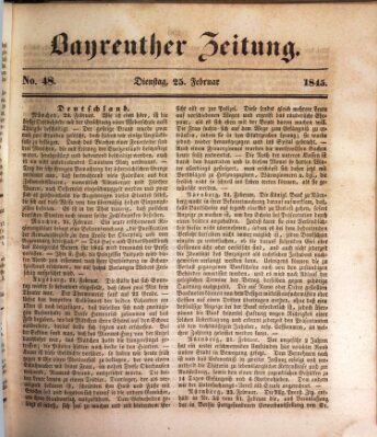 Bayreuther Zeitung Dienstag 25. Februar 1845